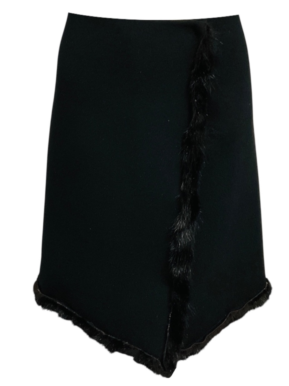 Prada Black Wool and Angora Skirt with Mink Fur Trim